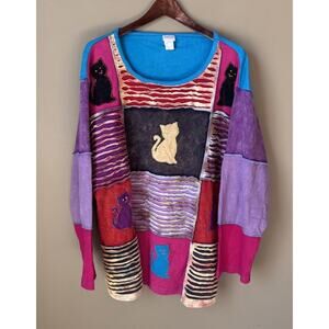 Greater Good Network CAT Top Shirt Patchwork Long Sleeve Size 3XL *Rare*